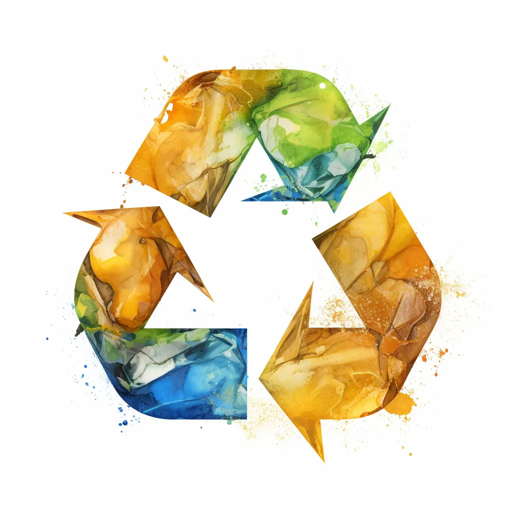 Das Recycling-Symbol dargestellt in sanften Pastelltönen - semi-realistische Darstellung. Das Symbol für Recycling auf einem weißen Hintergrund präsentiert.